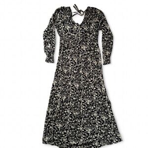 Sonoma Black and Cream Floral Long Sleeve Maternity Dress